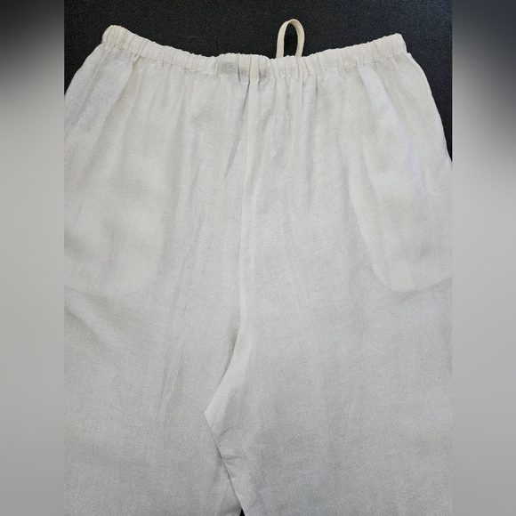 NWT - Ecologie Linen Drawstring & Elastic Waist White Capris - Size 1X - Picture 5 of 5